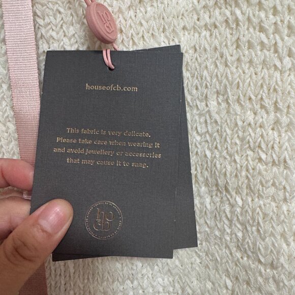 NEW HOUSE OF CB Zaira Cream Chenille Knit Mini Dress Sweater White Large - Picture 8 of 10